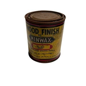 Vintage Minwax 2718 Ebony Wood Finish 8 Ounce 1/2 Pint Old Label Metal Can